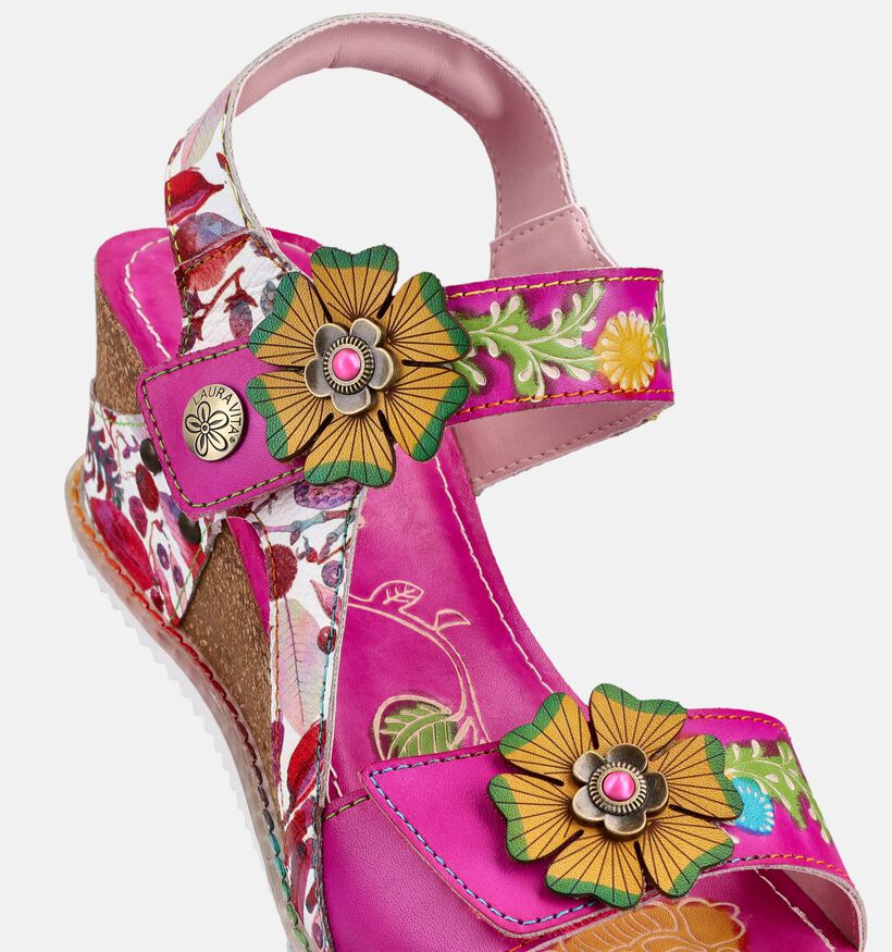 Laura Vita Bonito Sandales compens&eacute;es en Fuchsia pour femmes (373206)