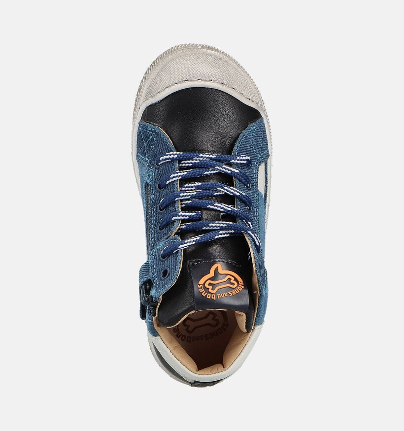 STONES and BONES Liam Blauwe Hoge Schoenen voor jongens (362021) - geschikt voor steunzolen