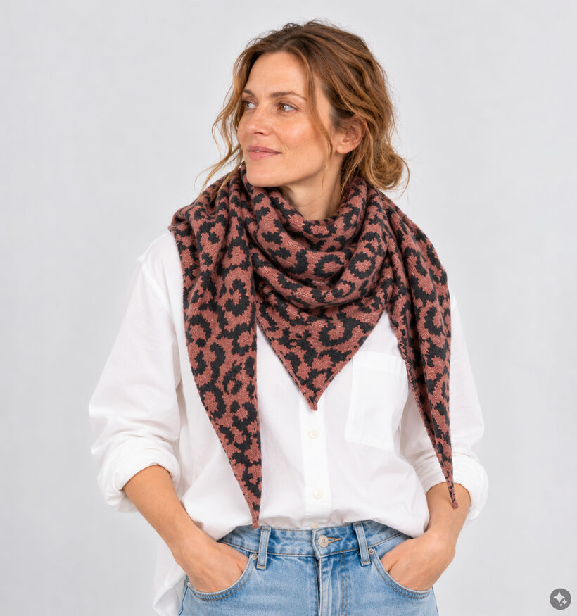 Laurent David Bruine Sjaal Leopard voor dames (382906)