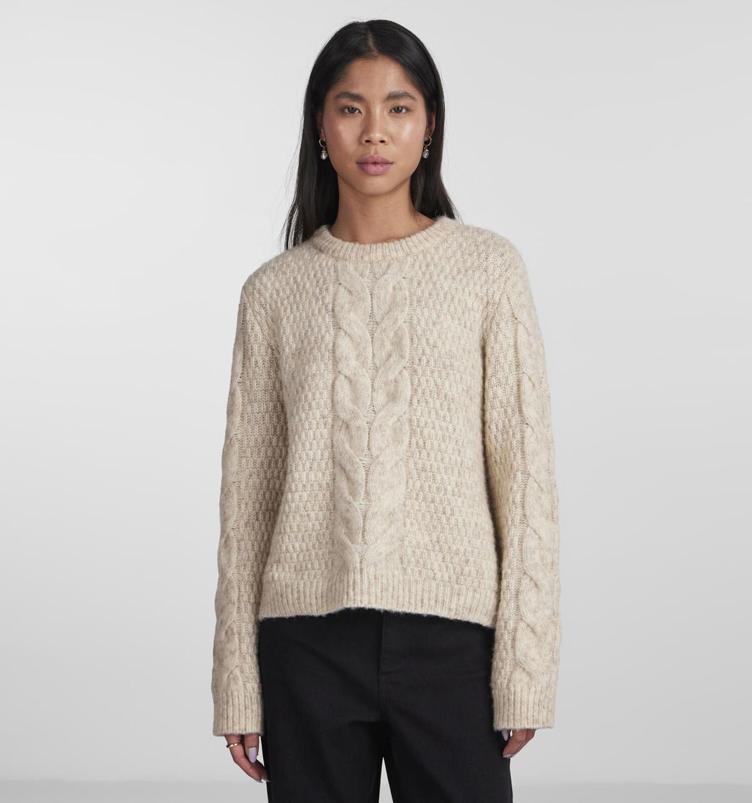 Beige gebreide trui clearance