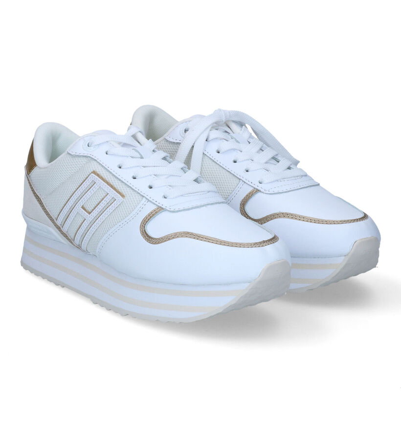 Tommy Hilfiger Mesh Flatform Witte Sneakers voor dames (303969) - geschikt voor steunzolen