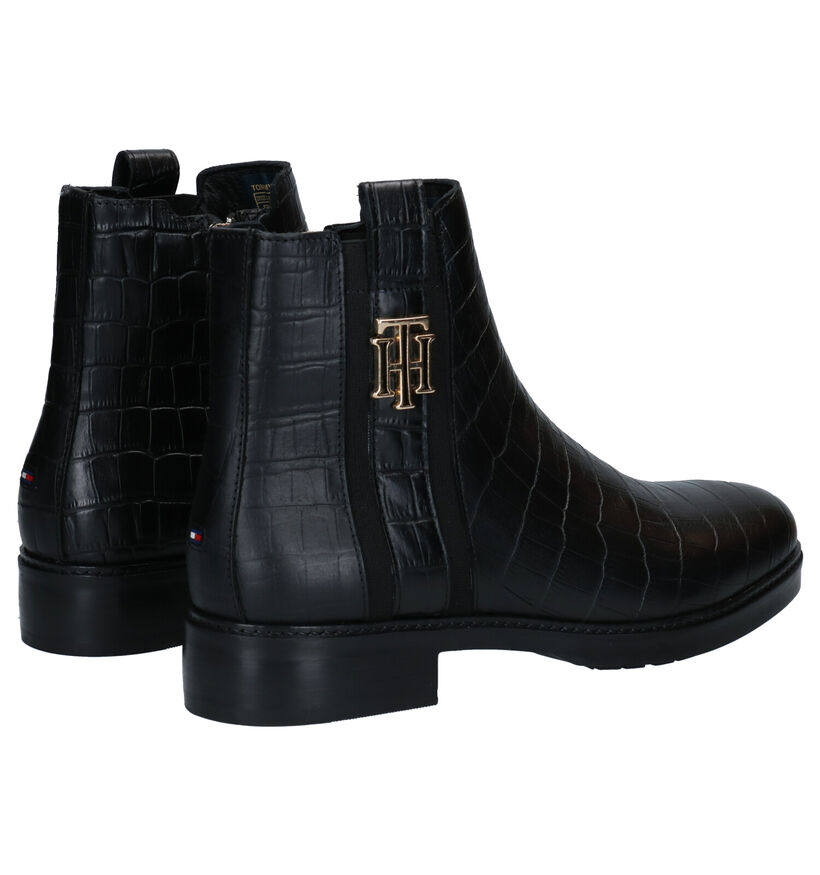 Tommy Hilfiger Croco Look Bottillons en Noir en cuir (281596)