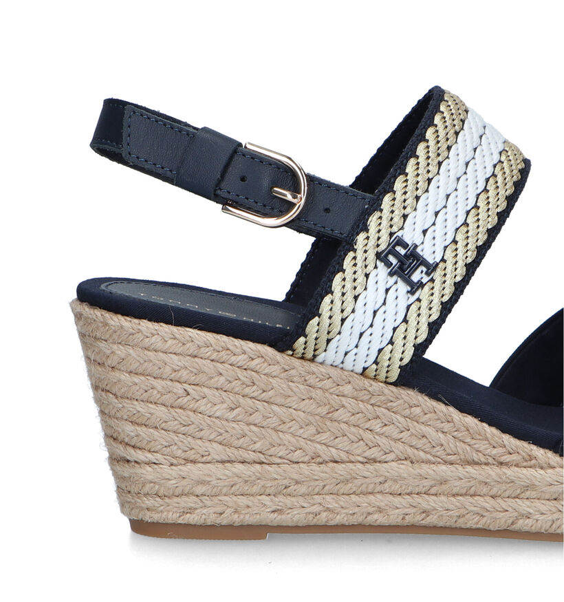 Tommy Hilfiger Golden Webbing Wedge Sandales en Bleu en textile (321017)