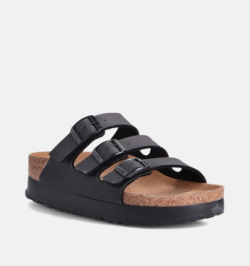 Birkenstock Florida III Pap Flex Platform Zwarte Slippers voor dames (350876)