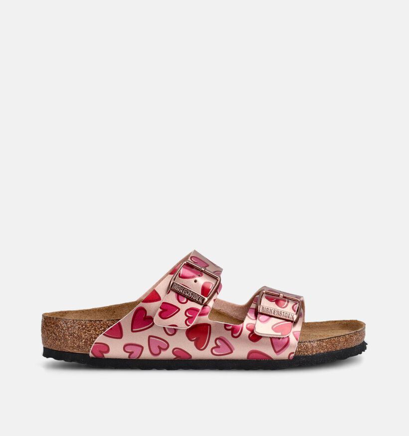 Birkenstock Arizona Copper Hearts Nu-pieds en Rose pour filles (368475)