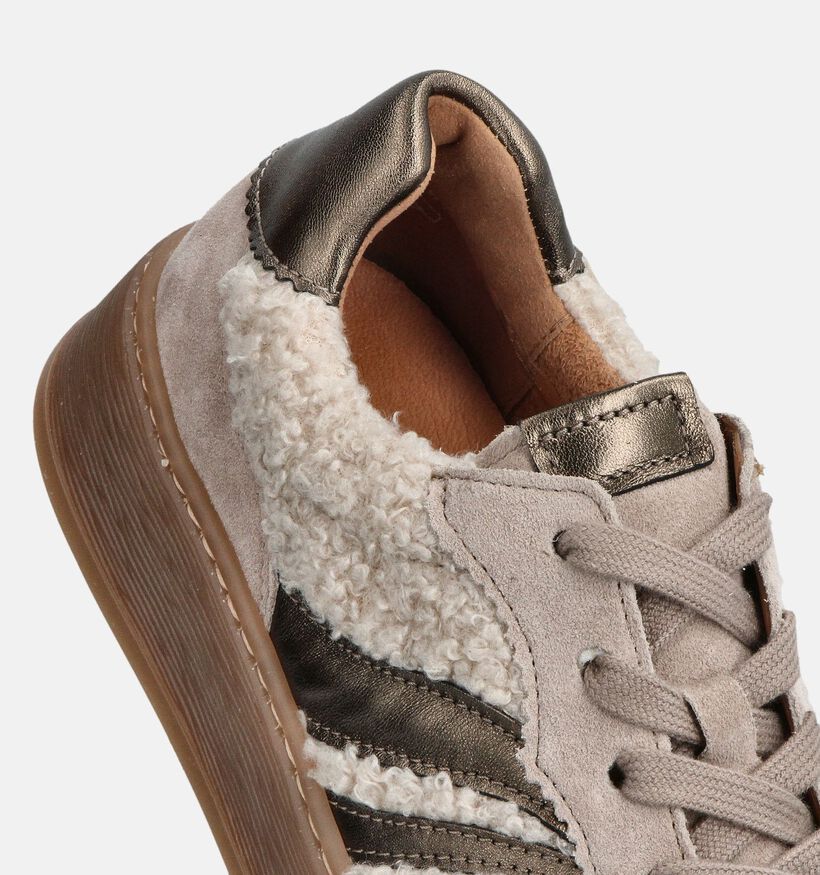 Gabor Donkerbeige Teddy Sneakers voor dames (360303) - geschikt voor steunzolen