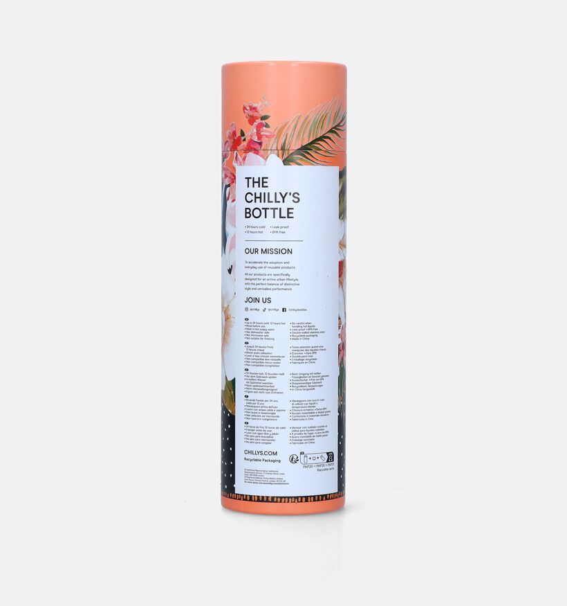 Chilly’s x Tropical Polka Zebra Zalmroze Drinkfles 500 ml voor dames, meisjes (343565)