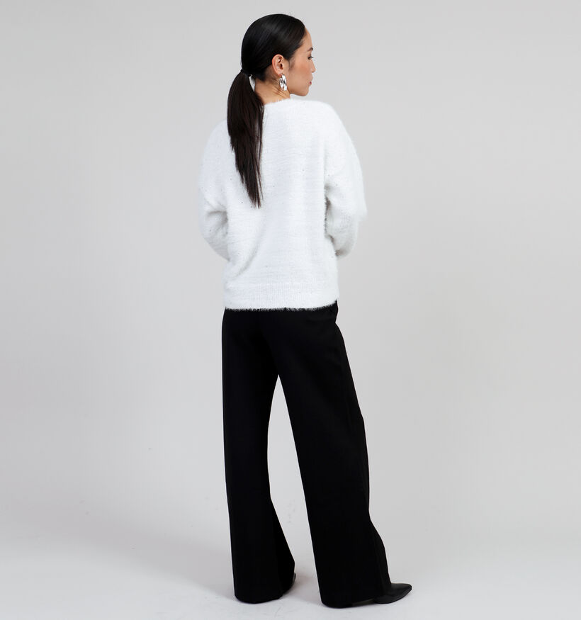 Pieces Neqin Pull tricot&eacute; en Blanc pour femmes (346540)