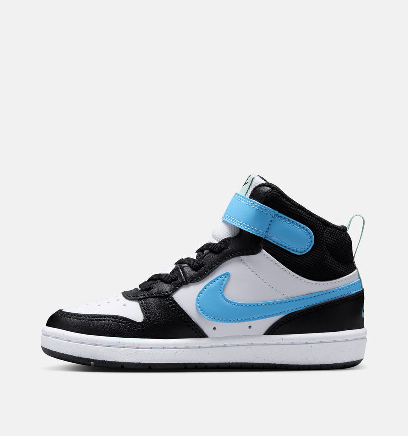 Nike Court Borough Mid Witte/Blauwe Sneakers voor jongens (377283)