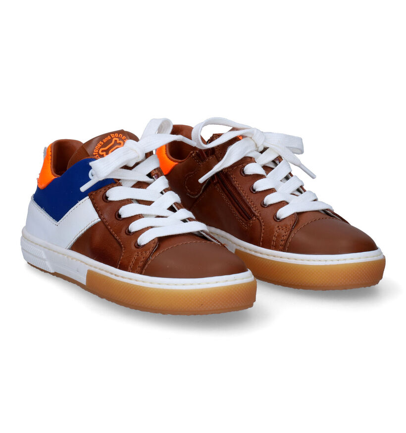 STONES and BONES Perno Cognac Veterschoenen voor jongens (303486) - geschikt voor steunzolen