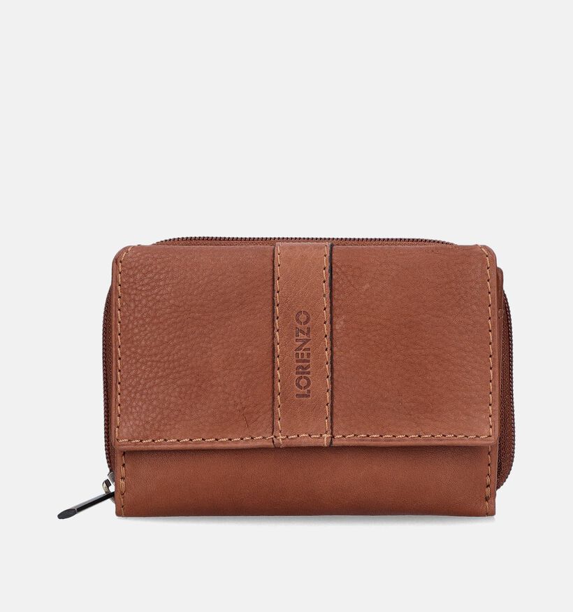 Euro-Leather Porte-monnaies zippé en Cognac pour femmes (365219)