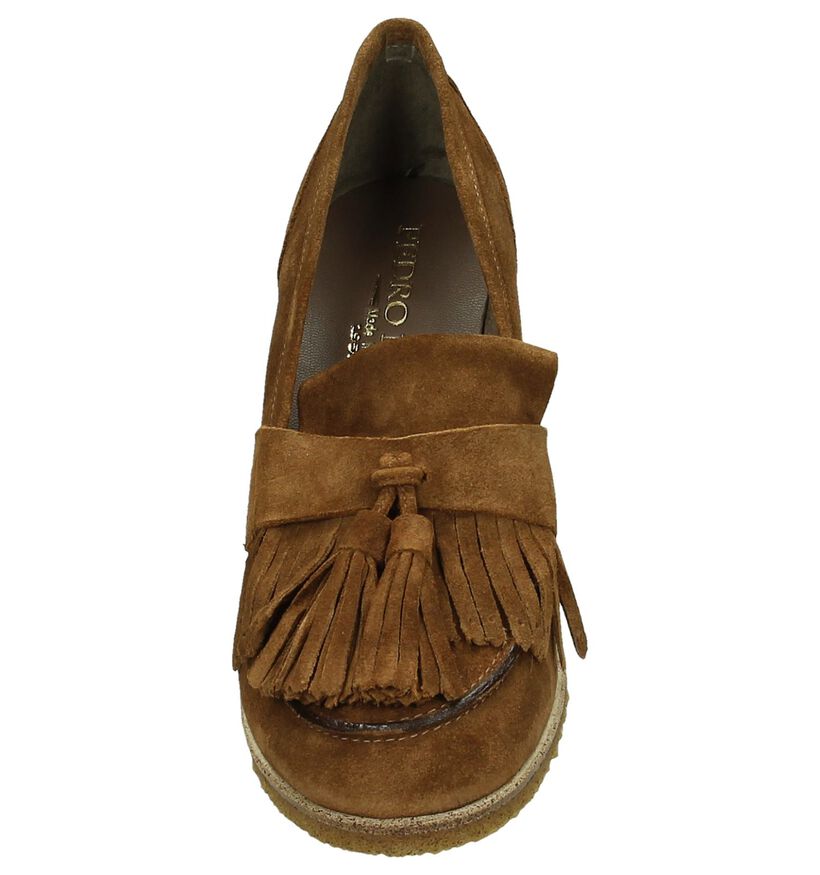 Pedro Miralles Cognac Pumps met Franjes in daim (185590)