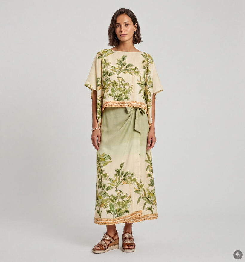 Vero Moda Heather Beige/Groene Lange Rok voor dames (379094)