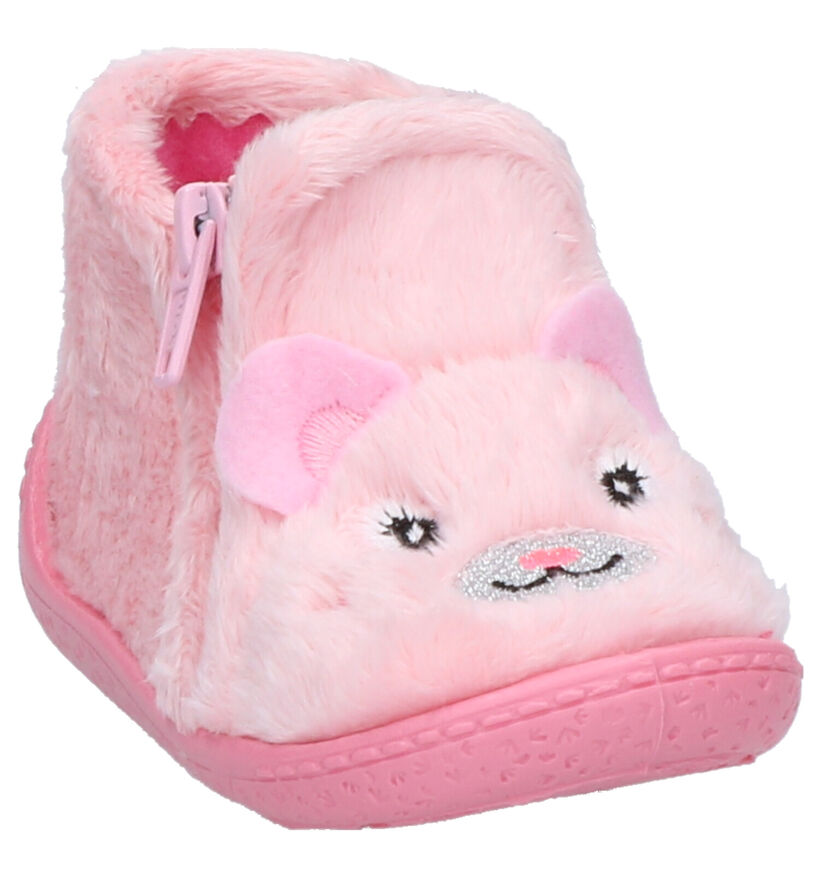 Milo & Mila Roze Babypantoffels in stof (261154)