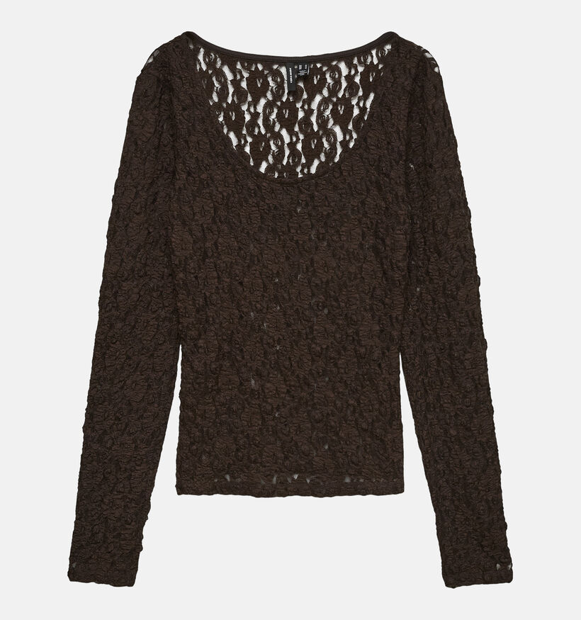 Vero Moda Flora Donkerbruine T-shirt met Lange Mouwen voor dames (381313)