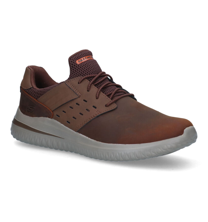 Skechers Delson 3.0 Ezra Cognac Slip-on Sneakers voor heren (327846)