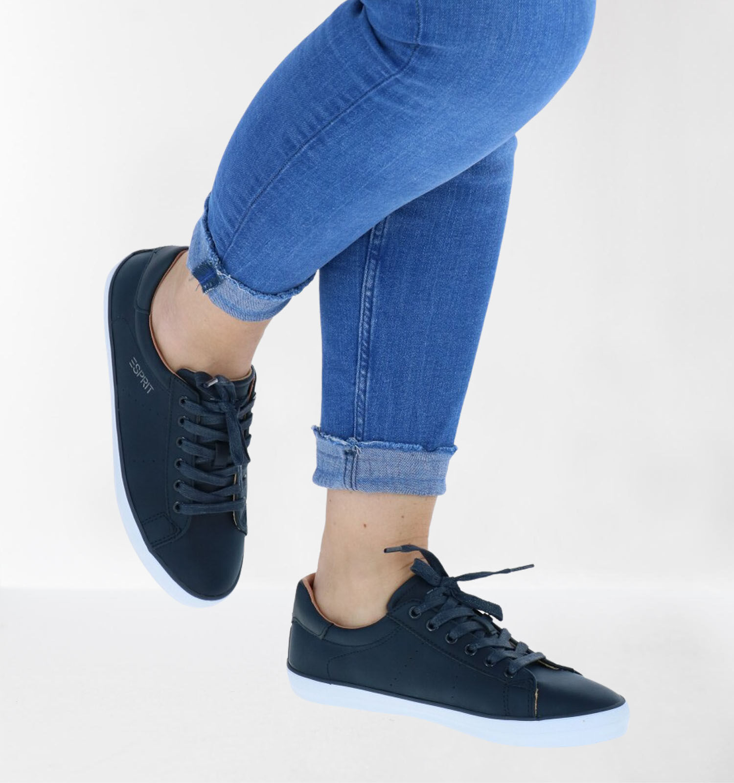 Esprit Miana Lu Blauwe Veterschoenen Dames Sneakers Online op TORFS.BE