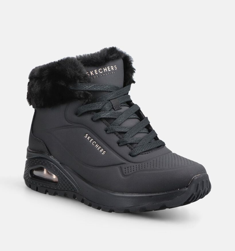Skechers Uno Rugged Zwarte Boots met Veters en Rits voor dames (377977)