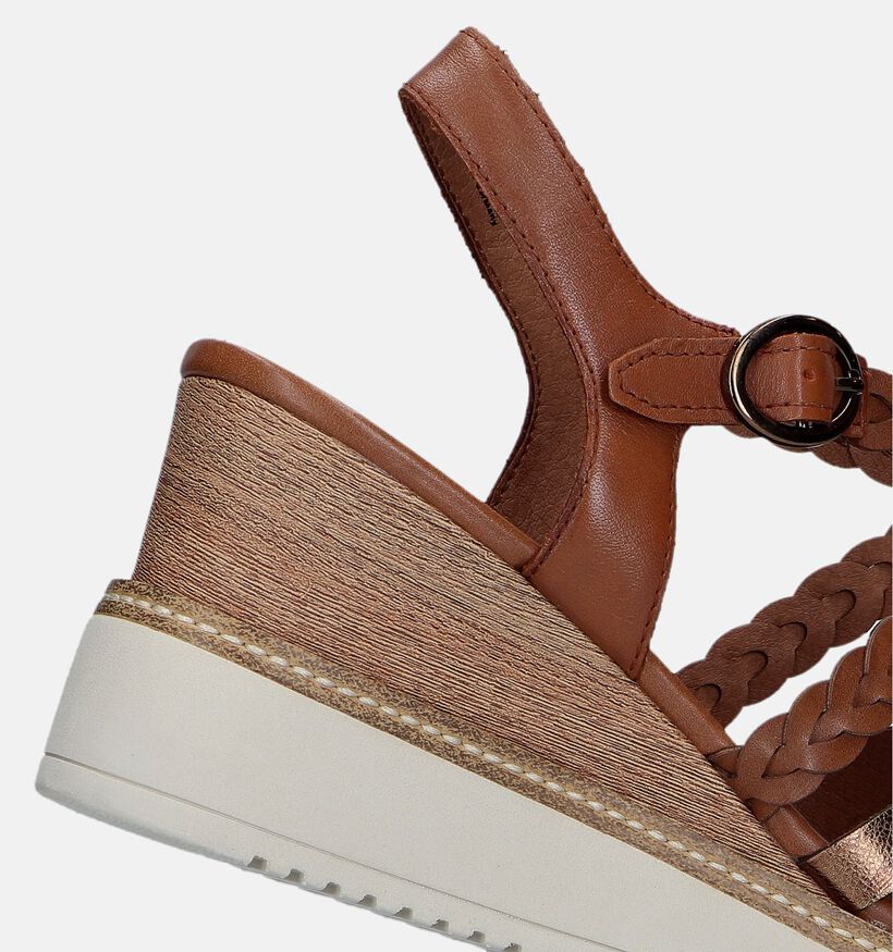 Tamaris Sandales avec talon compensé en Cognac pour femmes (338289)