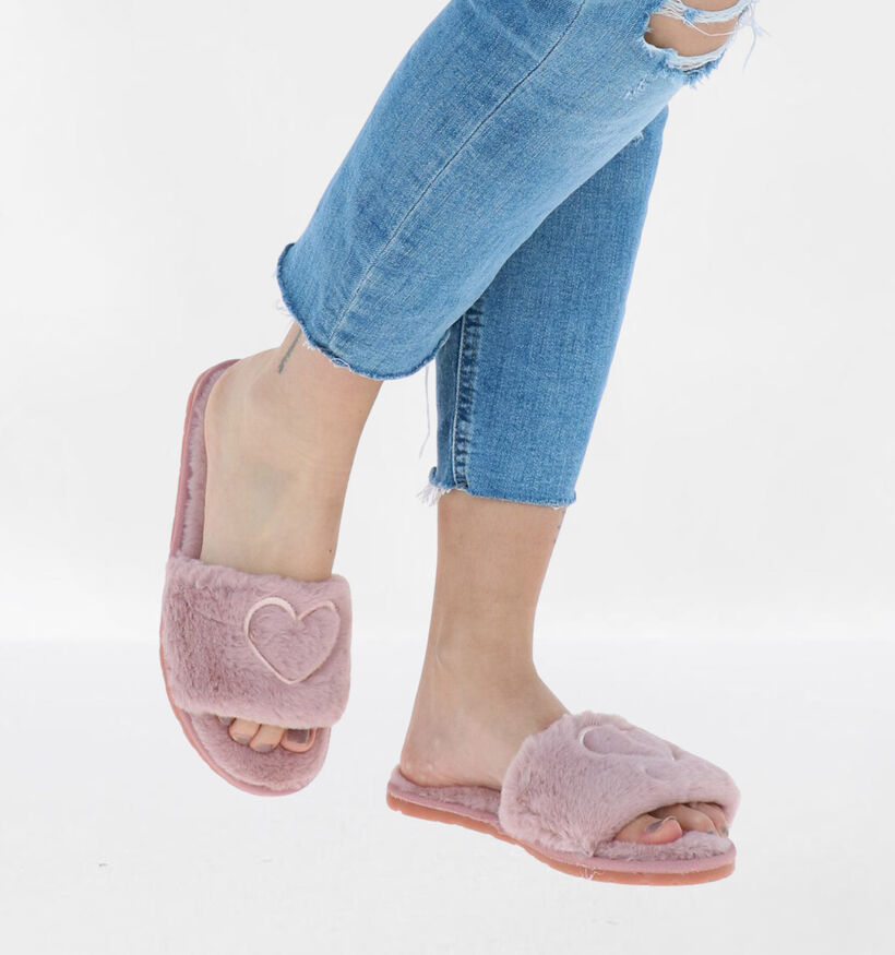 Miracles Annelien Pantoufles en Rose en textile (289570)