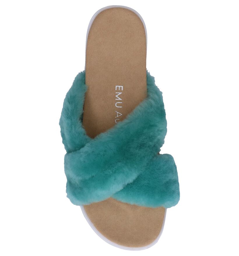 EMU Nu-pieds plates en Turquoise en laine (245683)