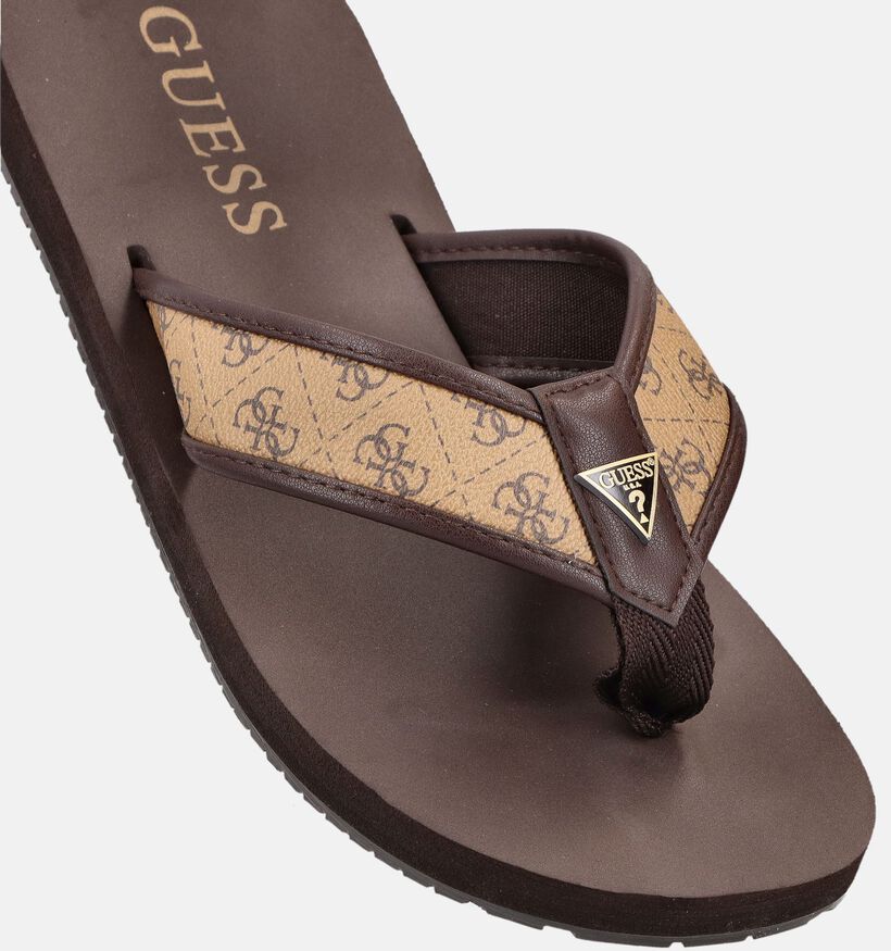 Guess Dingle Tongs en Marron pour hommes (369912)