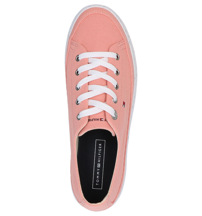 Tommy Hilfiger Glitter Flatform Roze Sneakers in stof (268582)