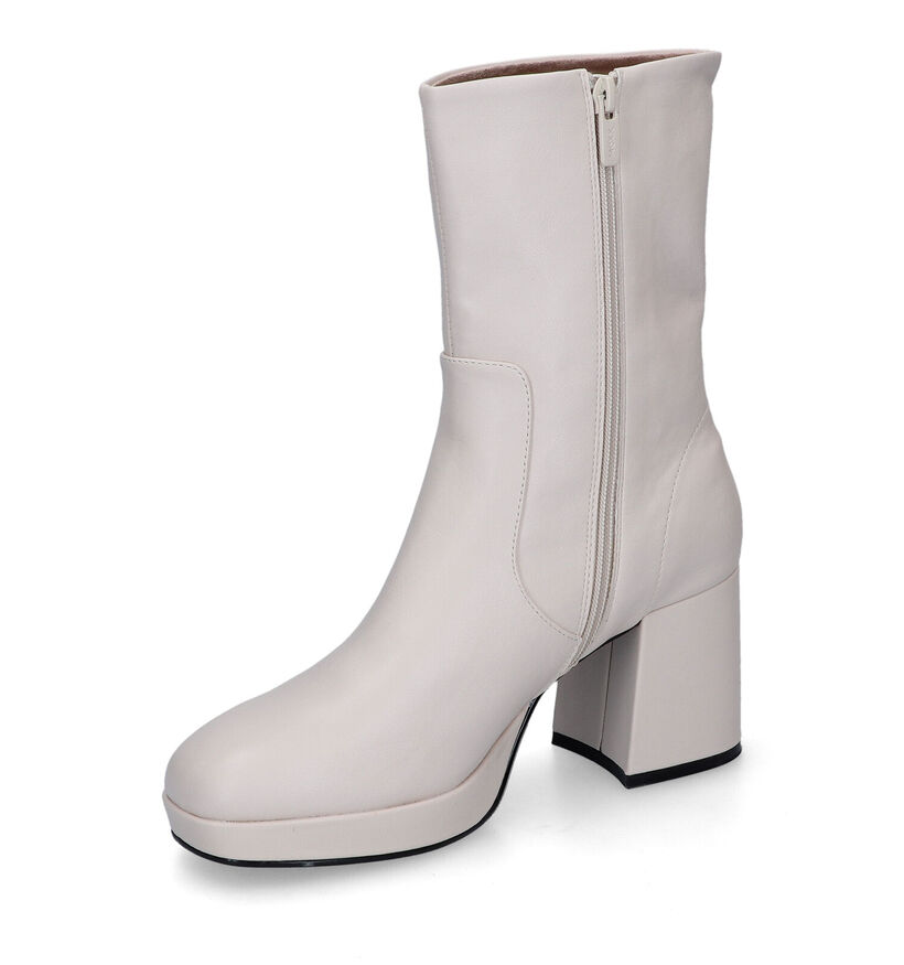 Mexx Kiwi Ecru Enkellaarzen met blokhak voor dames (329904)