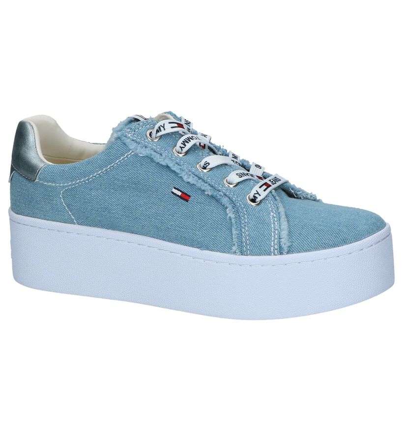 Lichtblauwe Lage Geklede Sneakers Tommy Hifliger Jeans, , pdp