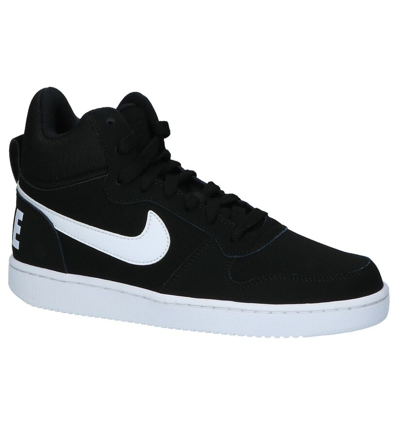 Hoge Sportieve Sneaker Nike Court Borough Zwart in stof (205782)