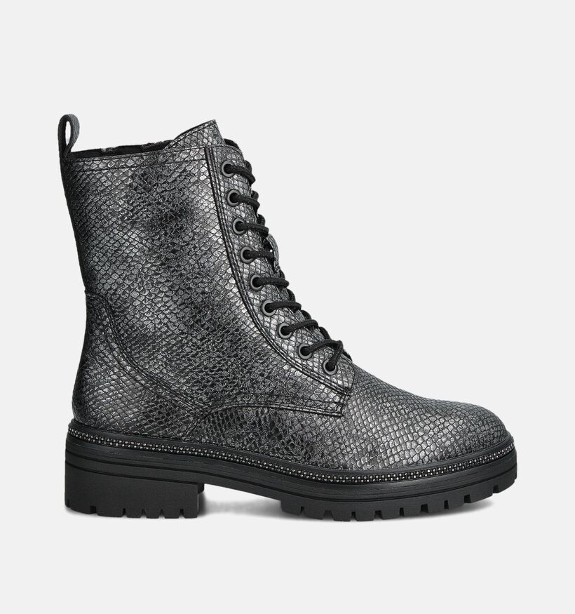 Marco Tozzi Zilveren Hoge Veterboots voor dames (362542)
