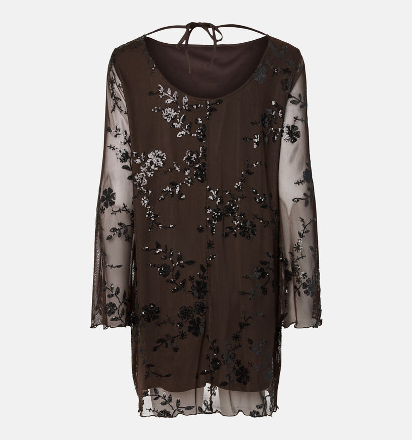 Pieces Evita Donkerbruine Korte Jurk voor dames (382092)