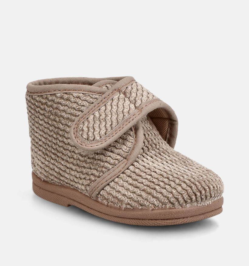 Little David Beige Pantoffels voor jongens (381150) - geschikt voor steunzolen