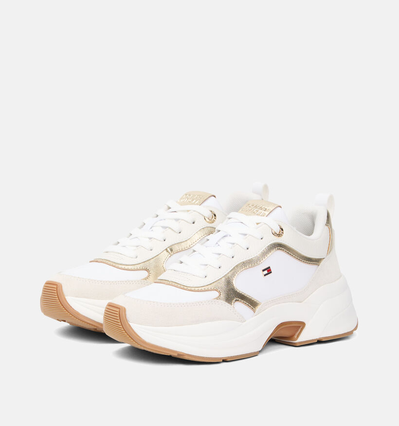 Tommy Hilfiger TH Chunky Runner Metallic Baskets casual en Écru pour femmes (366171) - pour semelles orthopédiques