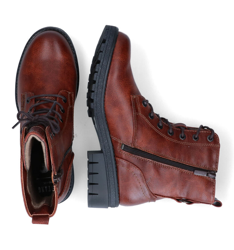 Mustang Boots à lacets en Cognac en simili cuir (313810)