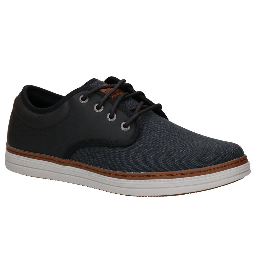 Skechers Heston Santano Chaussures à lacets en Noir en simili cuir (292224)