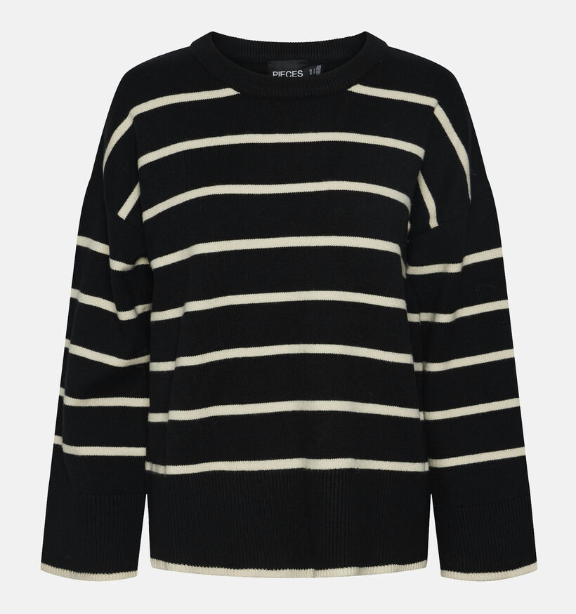 Pieces Mathilde Pull rayé en Noir pour femmes (344982)
