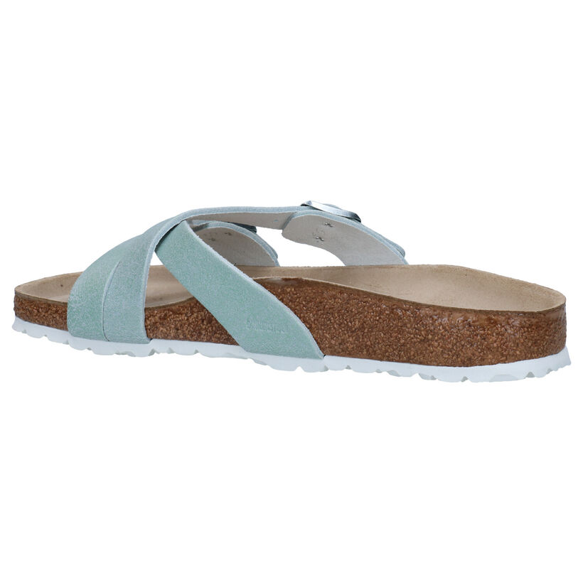 Birkenstock Yao Blauwe Slippers in leer (271246)