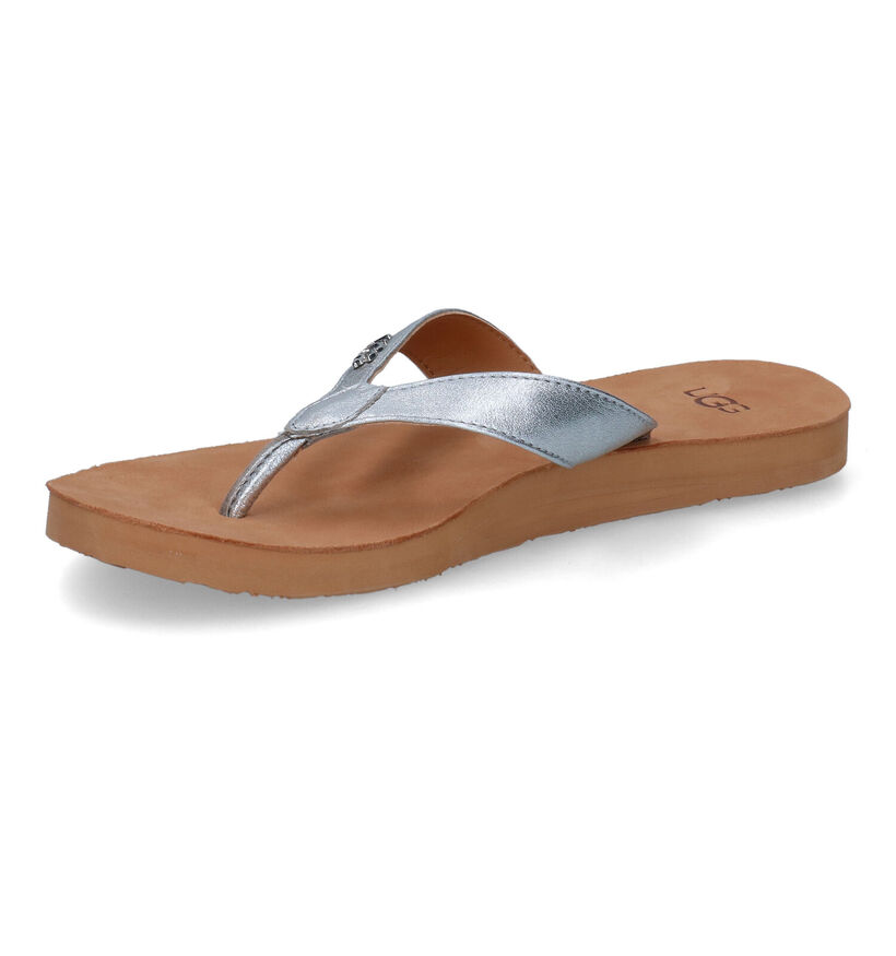 UGG Tawney Logo Zilveren Teenslippers in leer (303417)