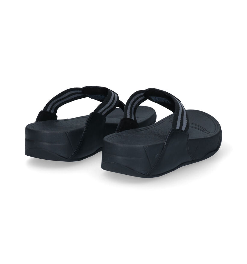 FitFlop Walkstar Wide Fit Webbing Zwarte Teenslippers in leer (304831)