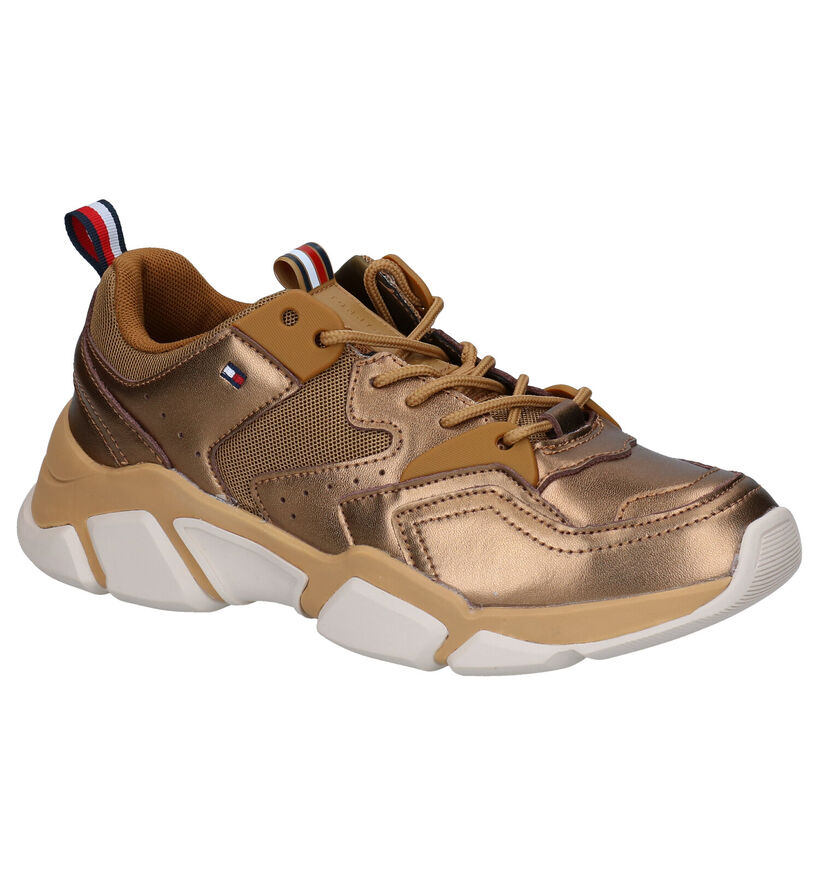 Tommy Hilfiger Metallic Chunky Gouden Sneakers in leer (279992)