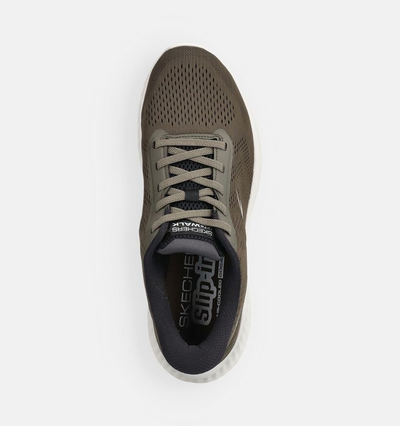 Skechers Go Walk Now Payton Kakigroene Slip-in Sneakers voor heren (367469)