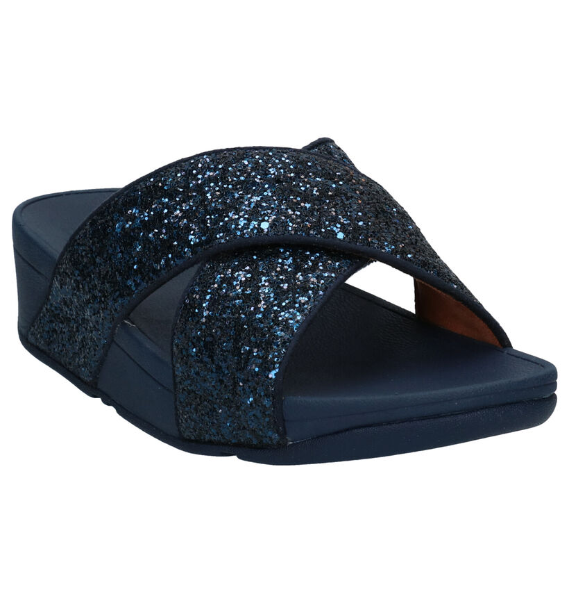 FitFlop Lulu Glitter Blauwe Slippers in kunststof (286108)