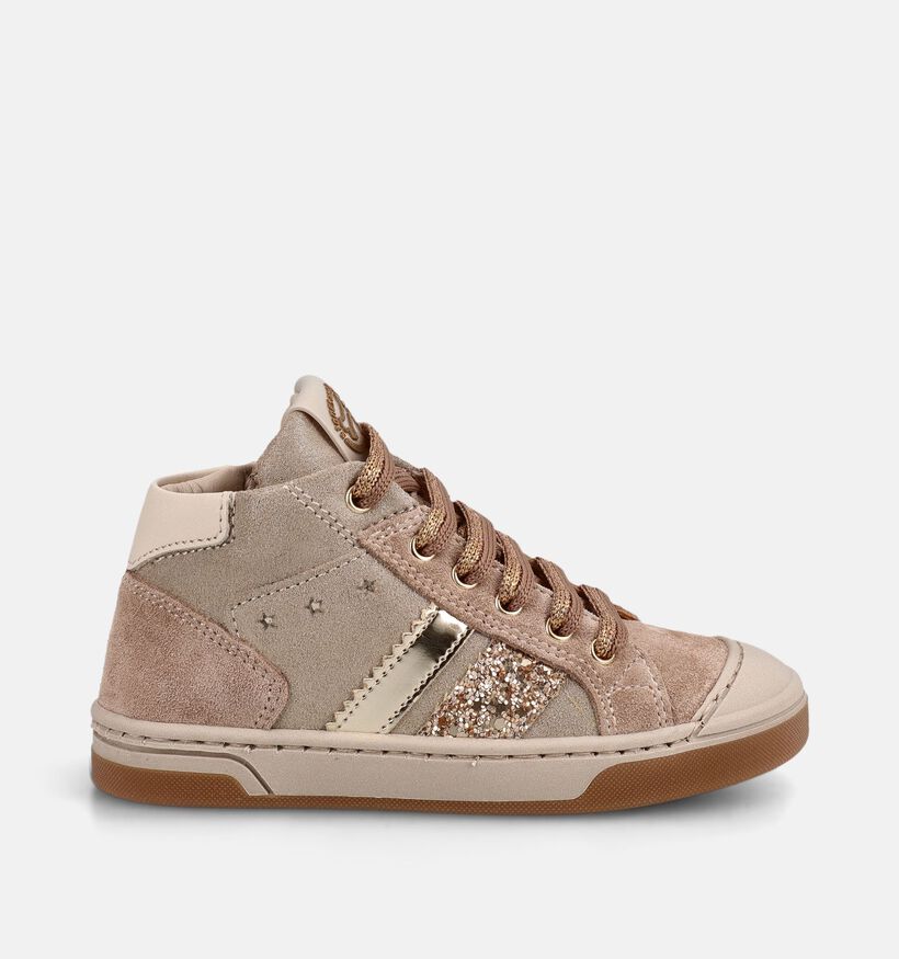 STONES and BONES Debby Donkerbeige Schoenen met Veter en Rits voor meisjes (381402) - geschikt voor steunzolen