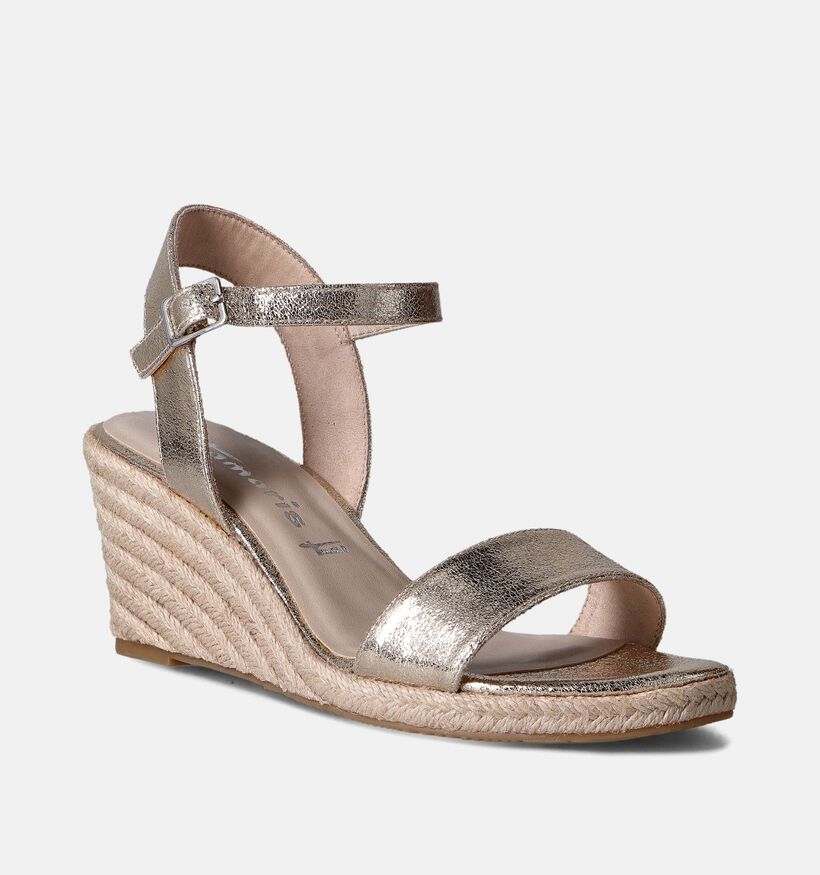 Tamaris Sandales avec talon compensé en Or pour femmes (354375)