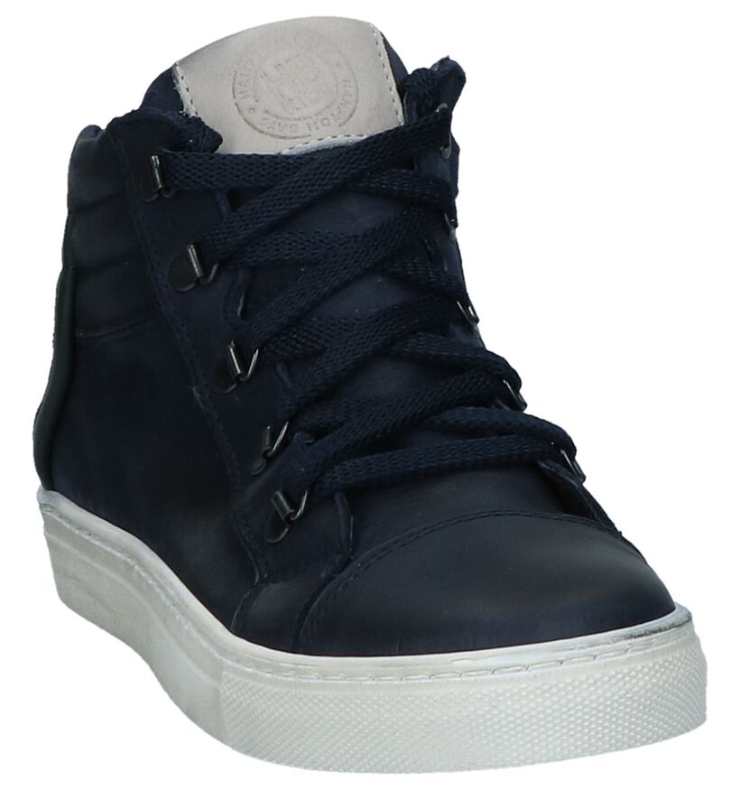 Donkerblauwe Hoge Geklede Sneakers Hampton Bays in leer (224123)