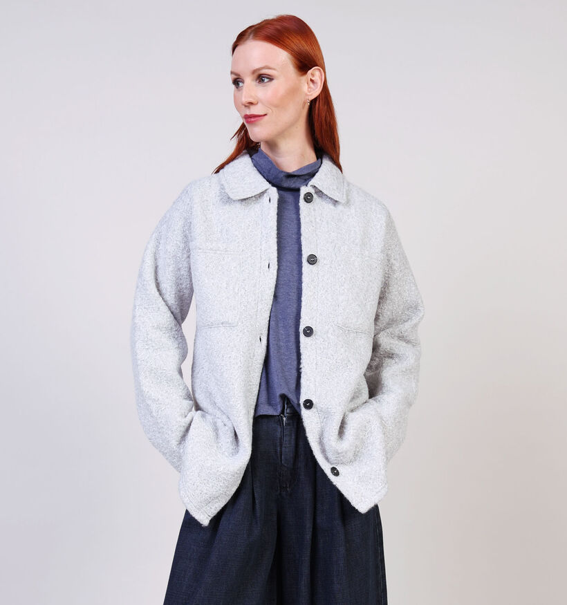 Pieces Oline Shacket Lichtgrijze Jas voor dames (361147)