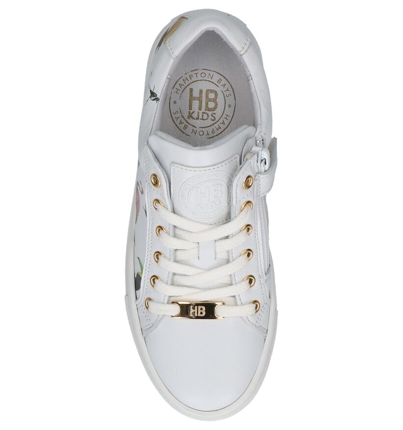 Hampton Bays Witte Sneakers Rits/Veter met Tekening Dieren in leer (213237)