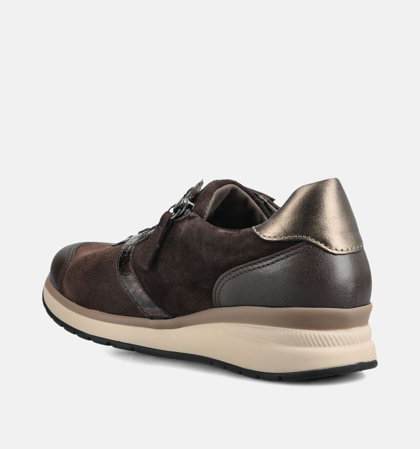 Gabor Donkerbruine Schoenen met Veter en Rits voor dames (376985) - geschikt voor steunzolen