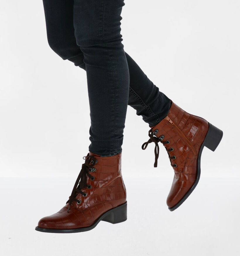 Hush Puppies Ollya Cognac Enkellaarzen in leer (292707)